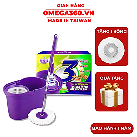 Mua BỘ LAU NHÀ 360 ĐỘ OMEGA SUPA MOP NHẬP KHẨU ĐÀI LOAN 1 THÂN CÂY + 2 BÔNG LAU + 1 THÙNG LAU) (QUÀ TẶNG)