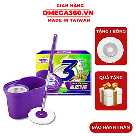 Hình ảnh BỘ LAU NHÀ 360 ĐỘ OMEGA SUPA MOP NHẬP KHẨU ĐÀI LOAN 1 THÂN CÂY + 2 BÔNG LAU + 1 THÙNG LAU) (QUÀ TẶNG)