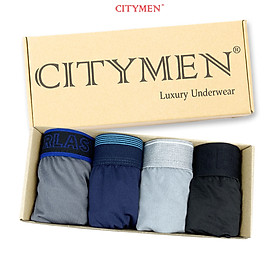 Hộp 4 Quần Lót Nam boxer vải thun lạnh hiệu CITYMEN nhiều lưng co giãn 4 chiều cao cấp, đồ lót - LMTK-MULTIBL