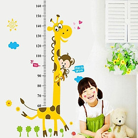 Decal dán tường thước đo chiều cao trẻ em bé hình con vật