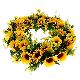 Christmas Artificial Rattan Sunflower Wreath Front Door Wall Hanging Decor