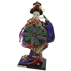 12inch Japanese Geisha Lady Doll w/ Purple Kimono &Cloak Ornament Home Decor