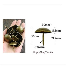Đinh mũ màu đồng giả cổ đường kính từ 25-47mm