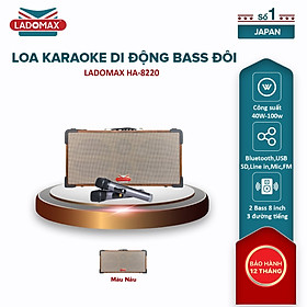 Loa hát Karaoke xách tay Ladomax HA-8220 có chức năng Lọc nhiễu & Chống hú, pin sử dụng 4 - 6 giờ - Hàng chính hãng