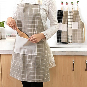 Mua Tạp dề nấu ăn chất liệu vải kẻ sọc caro cao cấp  bền đẹp có túi đựng tiện dụng - Đồ dùng  dụng cụ nhà bếp