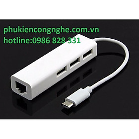 Cáp chuyển USB Type-C ra LAN hỗ trợ 3 cổng USB