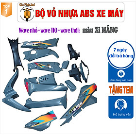 [TẶNG TEM] Bộ vỏ nhựa màu XI MĂNG cho xe Wave 110 - Wave  Thái  - Wave Zx đời 1997 đến  2006-TKB-2026(2534)