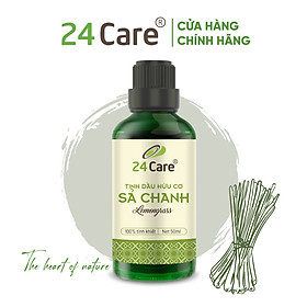 Tinh dầu Sả Chanh 24Care 100ML - Tinh Dầu Xông Thơm Phòng Giúp Giảm Căng Thẳng, Thư giãn, Đuổi Muỗi và Khử Mùi