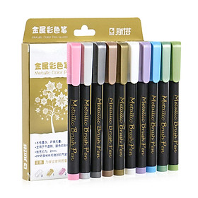 10 Colors Acrylic Paint Metallic Markers Set Water-Based Fine Point Art Marker 2mm Tip Quick Dry for DIY Photo Album