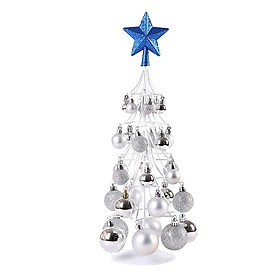 15.7 Inch Christmas Tree, Metal Christmas Tree Artificial Xmas Tree with Metal Stand for Ornament Display Stand Mini Tabletop Tree Christmas Bauble