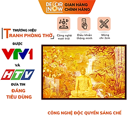 Đèn Hào Quang Phật In Tranh Trúc Chỉ NGANG DECORNOW, Trang Trí Ban Thờ Cho Tượng Phật, Hào Quang Trúc Chỉ DCN-25
