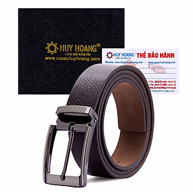 HJ4121 - Dây nịt nam Huy Hoàng lót nhung màu nâu