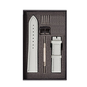 Dây đeo đồng hồ da bò màu trắng Size 14/15/16/17/18/19/20/21/22mm - Dây đồng hồ da bò Thật 100% - Bảo Hành 12 Tháng