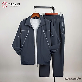 Bộ quần áo gió nam 2 lớp có mũ FASVIN BC24639.HN vải thể thao cao cấp lót vải thun hàng chính hãng