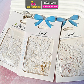 Charm Hoa Nhí Mix Bi Hạt Trai, Trang Trí Móng Làm Nail, Chất Liệu Nhựa Bi Sắt, Tạo Điểm Nhấn Độc Đáo, Hợp Mọi Màu Sơn