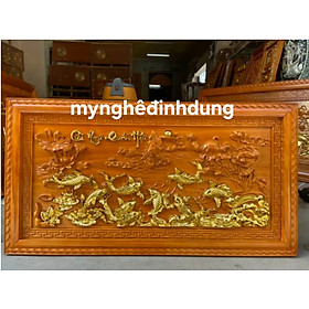 Mua Tranh treo tường  khắc  tích  cửu ngư quần hội bằng  gỗ gõ đỏ  kt 67x127x5cn