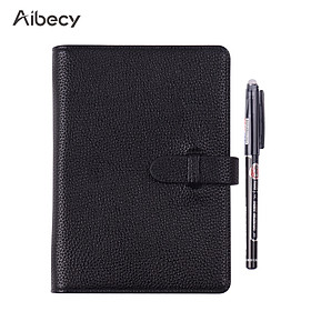 Aibecy Erasable Reusable Smart Notebook Hardcover Writing Journal Loose-leaf Leather Note Book Wet Hot Erase A6 Size 50