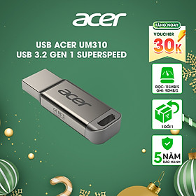 USB Acer UM310 tốc độ đọc lên đến 115 MB/s USB 3.2 Gen 1 - Hàng chính hãng bảo hành 5 năm - Thiết bị lưu trữ USB dung lượng 32GB | 64GB | 128GB | 256GB