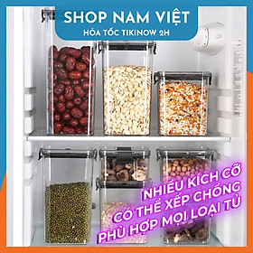 Hộp Nhựa Trong Suốt Bảo Quản Đồ Khô Kín Khí, Có Thể Xếp Chồng