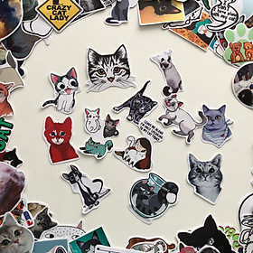 Bộ sticker chủ đề Mèo - Cat - Boss 2019, decal hình dán thú cưng  chống nước, trang trí nón bảo hiểm, điện thoại, lap top