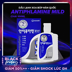 Dầu Lạnh Xoa Bóp Massage Hàn Quốc Antiphlamine Mild màu xanh - Đau nhức cơ thể, giúp da mềm mại - Chai 100ml