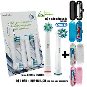 Hình ảnh Cho máy Oral B Braun Cross Action EB-50A, Set 4 cái/ vỉ, Bộ 4 đầu bàn chải đánh răng điện đánh tan mảng bám. Tặng kèm móc khóa – Minh House