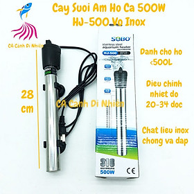 Sưởi Sobo Vỏ Inox Sobo HJ-500 - Sưỡi Ấm Hồ Cá Cho Hồ Bể Cá 500W