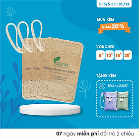 Mua Combo 3 Xơ Mướp Rửa Chén Bát Cao Cấp ECODEALS - Tặng 1 miếng cùng loại -  100% xơ mướp hữu cơ  kích thước lớn  chỉ may chắc chắn  độ cứng linh hoạt