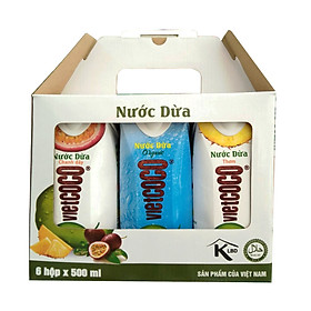 Lốc 6 Hộp Nước Dừa Vietcoco - 500ml/hộp (2 Organic, 2 Thơm, 2 Chanh Dây)