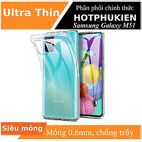 Ốp lưng silicon dẻo trong suốt mỏng 0.6mm cho Samsung Galaxy M51 hiệu Ultra Thin độ trong tuyệt đối chống trầy xước - Hàng nhập khẩu