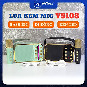 Mua Loa Kèm Mic Karaoke Bluetooth YS108 Bass Êm Công Suất 15W Kèm 1 Micro  Pin Sạc Dung Lượng Cao Sử Dụng Loa Liên Tục Từ 3-5 Giờ