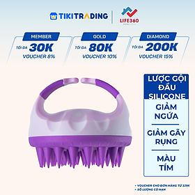 Lược gội đầu silicone Life360 LE-LGD22 - Massage da đầu, giảm ngứa, giảm gàu tăng cường tuần hoàn máu giảm gãy rụng tóc