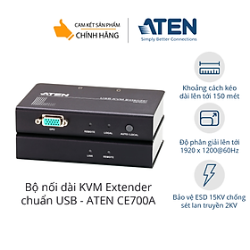 Mua Bộ kéo dài KVM Aten CE700A KVM Extender 150 mét qua cáp mạng cat5e/cat6  chuẩn USB  độ phân giải 1920 x 1200@60Hz cho phép truy cập vào hệ thống máy tính ở cách xa tới 150 mét  - Hàng chính hãng