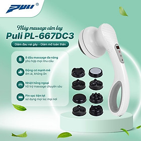 Máy massage cầm tay pin sạc 8 đầu, 5 chế độ, 6 tốc độ PULI PL-667DC3 - Mát xa hỗ trợ trị đau nhức mỏi toàn thân