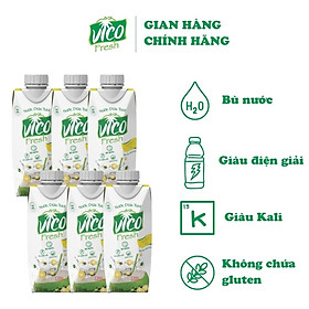 Nước Dừa ACP Vico Fresh Hương Vị Tắc - Combo 6 Hộp Nước Dừa 330ml