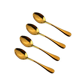 4pcs Gold Stainless Steel Tea Spoon Iced Coffee Cafe Cutlery Latte Teaspoon