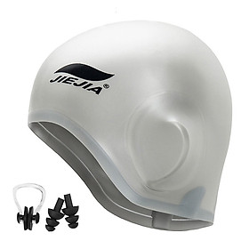 Mũ Bơi Silicone 3D Bảo Vệ Tai Tiện Lợi Tặng Kèm Kẹp Mũi & Nút Bịt Tai Cho Nữ