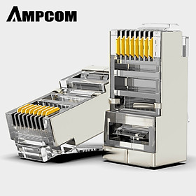 Mua Hạt mạng Cat6 Rj45 AMPCOM UTP/STP bọc kim loại - Hàng chính hãng  chuẩn Fluke test - Túi 100 hạt