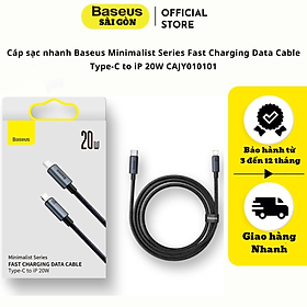 Hình ảnh Cáp sạc nhanh Baseus Minimalist Series Fast Charging Data Cable Type-C to iP 20W CAJY010101- Hàng chính hãng