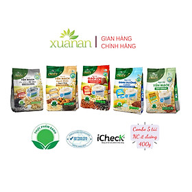 Combo NC Óc Chó Mè Đen+YM Hạnh Nhân+Gạo Lức No Sugar+Dinh Dưỡng Canxi+NC Yến Mạch[ít đường 400gr](Tặng Kèm 2 Túi Yến Mạch 150G)