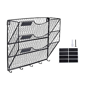 3 Tier Mesh Wall File Holder Books Storage for Study Room Living Room