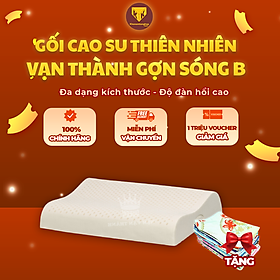 Gối cao su thiên nhiên Vạn Thành gợn sóng B, chất liệu mềm mại, thoáng khí, hỗ trợ giấc ngủ, giúp máu lưu thông - Tặng kèm vỏ gối [Chính hãng - Cao cấp