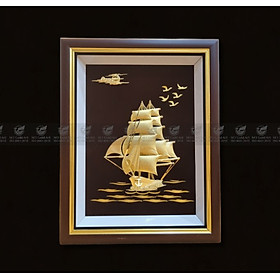 Tranh thuyền thuận buồm xuôi gió mạ vàng 24k (25x32cm) MT Gold Art- Hàng chính hãng, trang trí nhà cửa, phòng làm việc, quà tặng sếp, đối tác, khách hàng, tân gia, khai trương