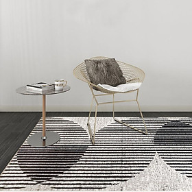 Mua Thảm Lông Sợi Ngắn Lượn Sóng Phối Màu Xám Đen Không Gian 3D