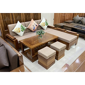Mua Bộ bàn ghế phòng khách salon gỗ hương 5 món có nệm