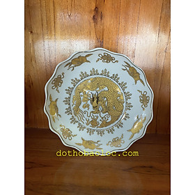 Mua Dĩa sứ họa tiết rồng vàng 3D 4 cỡ ĐK: 15cm  17cm  19cm  22cm