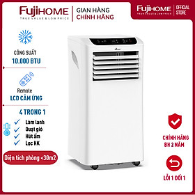 Điều hòa di động 9000 BTU-14.000 BTU FUJIHOME, máy lạnh đứng di động mini 4 chức năng, làm lanh, hút ẩm, lọc không khí, quạt điều khiển qua App, không cần lắp đặt - Hàng chính hãng - 10.000 BTU (17-30M2)