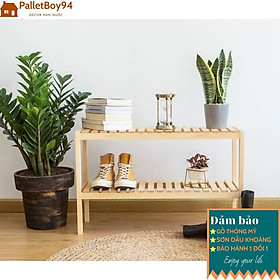 Mua KỆ GIÀY DÉP 2 TẦNG / KỆ GIÀY DÉP GỖ THÔNG MỸ ĐÃ ĐƯỢC SƠN KHOÁNG BẢO VỆ GỖ  SIZE LỚN  DÀI 80cm