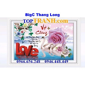 Tranh thêu chữ thập chữ vợ chồng hoa hồng 89011 chưa theu