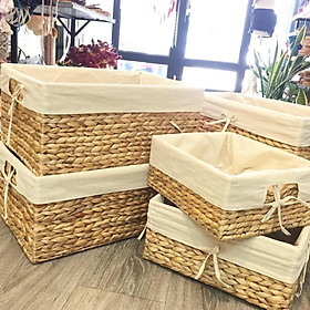 Mua Khay đựng đồ lục bình có vải lót - ảnh thật - hàng có sẵn